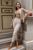 İçi Croplu Hırka Takım - Bej thumbnail 2