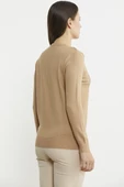 Sıfır Yaka Cepli Düğmeli Triko Kazak - Bej thumbnail 5