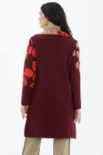 Geniş Polo Yaka Desenli Triko Hırka - Bordo - 4