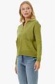 Polo Yaka Cepli Triko Kazak - Yeşil thumbnail 3