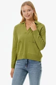 Polo Yaka Cepli Triko Kazak - Yeşil thumbnail 2