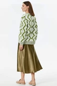 Geometrik Desenli Triko Hırka - Kemik - Yeşil thumbnail 7