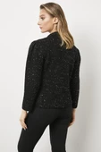 Pullu Fermuarlı Triko Hırka - Siyah thumbnail 4