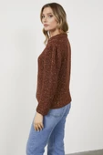 Pullu Fermuarlı Triko Hırka - Kahve thumbnail 4