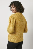 Pullu Fermuarlı Triko Hırka - Sarı thumbnail 3
