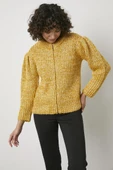 Pullu Fermuarlı Triko Hırka - Sarı thumbnail 4