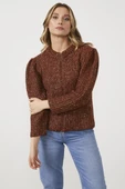 Pullu Fermuarlı Triko Hırka - Kahve thumbnail 3