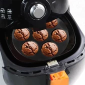 BUFFER® Airfryer Yuvarlak Model Pişirme Matı Kırmızı 20 Cm ve 7 Gözlü Airfryer Cupcake Kalıbı - 5