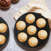 BUFFER® Airfryer Yuvarlak Model Pişirme Matı Kırmızı 20 Cm ve 7 Gözlü Airfryer Cupcake Kalıbı - 4