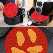 BUFFER® Airfryer Yuvarlak Model Pişirme Matı Kırmızı ve Yuvarlak Model Pişirme Matı Siyah 23cm - 3