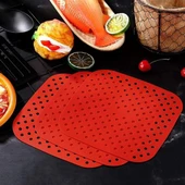 BUFFER® Airfryer Kare Model Pişirme Matı Kırmızı ve Kare Model Pişirme Matı Siyah 21,5cm - 3