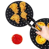 BUFFER® 250 Adet Tek Kullanımlık Delikli Kare ve Airfryer Yuvarlak Model Pişirme Matı Siyah 23cm - 2