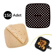 BUFFER® 150 Adet Kullan-At Delikli Kare Model Pişirme Kağıdı Ve Siyah Pişirme Matı 21,5 Cm - 1