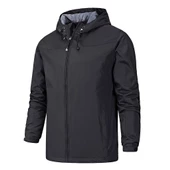 Erkek Uzun Kollu Kapşonlu Rüzgarlık Çabuk Kuruyan Ceket - 4