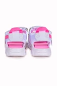 Kiko Kids 100 Işıklı Kız/Erkek Çocuk Cırtlı Sandalet Ayakkabı 100 Beyaz - Pembe - 4