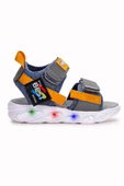 Kiko Kids 100 Işıklı Kız/Erkek Çocuk Cırtlı Sandalet Ayakkabı 100 Füme - 1