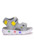 Kiko Kids 103 Işıklı Erkek Çocuk Cırtlı Sandalet Ayakkabı Açık Gri - 1