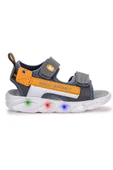 Kiko Kids 101 Işıklı Kız/Erkek Çocuk Cırtlı Sandalet Ayakkabı Füme - 1