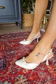 015 3 TOP 11P  Topukla Kadın İncili 8cm Topuklu Abiye Gelin Ayakkabısı thumbnail 12