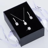 4-6 mm Baget Taşlı 925 Ayar Gümüş Kadın Takı Seti - 2