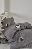 ECO COTTON MİGALA BEBEK NEVRESİM TAKIMI 100*150 GRİ - 1