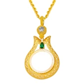 Laleli 14 Ayar Çeyrek Altın Çerçevesi Kolye - 1