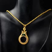 Laleli 14 Ayar Çeyrek Altın Çerçevesi Kolye - 2