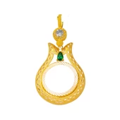 Laleli 14 Ayar Çeyrek Altın Çerçevesi Kolye - 6