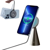 Polham 1 Metre 15W Qİ Masaüstü Standlı Manyetik Magsafe İphone 12,13,14 Serisi Kablosuz Şarj Aleti - 1