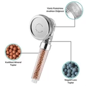 BUFFER® %50 Su Tasarruflu ve Arıtmalı Doğal Taşlı Banyo El Duş Başlığı - 2