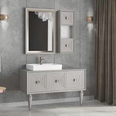 Denko Burcu 120 cm MDF Bej Banyo Dolabı Takımı thumbnail 1