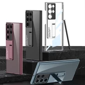Samsung Galaxy S23 Ultra Kılıf Kamera Korumalı Şeffaf Sarrmaz Standlı Kapak Lego - 12