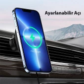 Polham 15W Magsafe İphone 13, 13 Pro, 13 Pro Max Serisi Kablosuz Şarjlı Araç İçi Telefon Tutucu - 3