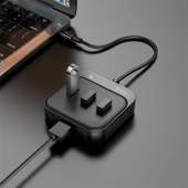 Polham 4in1 20CM Kablolu Type C To 4x USB 3.0 Çoğaltıcı Çevirici Adaptör, Led Göstergeli USB HUB - 2