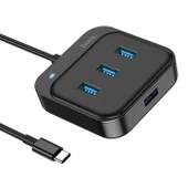 Polham 4in1 20CM Kablolu Type C To 4x USB 3.0 Çoğaltıcı Çevirici Adaptör, Led Göstergeli USB HUB - 3