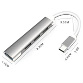 Polham 20CM 4in1 Type-C to 4x USB Çoğaltıcı Adaptör HUB, Yüksek Voltaj ve Akım Korumalı USB Çoğaltıcı - 3