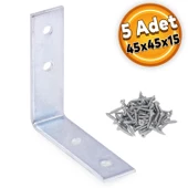 Mobilya Eşya Dolap Yatak Duvara Sabitleme Köşebent Bağlantı Aparatı L Demiri Gönye 45x45x15 Mm (5 ADET) - 1