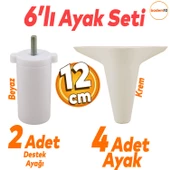 Aspen 6'lı Set Mobilya Tv Ünitesi Çekyat Koltuk Kanepe Baza Destek Ayağı Ayakları 12 Cm Krem Ayak - 1