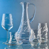 Decocia Kazaan 61 Parça  12 Kişilik  Bardak Çeyiz Seti Dik Karaflı Sürgün Desenli thumbnail 3