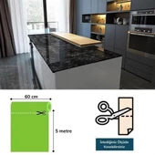 BUFFER® Mermer Desenli Masa Tezgah Mutfak Su Geçirmez Yapışkanlı Folyo Sticker Siyah 5x0,6m - 6