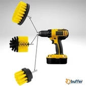BUFFER® 3lü Matkap Ucu Banyo Küvet Duşakabin Araba Tekerliği Koltuk Yıkama Temizleme Fırçası Seti thumbnail 2