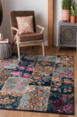 Patchwork Desen Dokuma Pamuk Taban Dijital Dekoratif Halı  VİZON 200X290 - 1