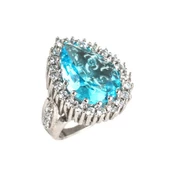 925 Ayar Gümüş Damla Akuamarin Anturaj Yüzük thumbnail 1