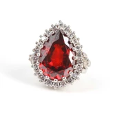925 Ayar Gümüş Damla Garnet Taşlı Anturaj Yüzük thumbnail 4