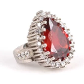 925 Ayar Gümüş Damla Garnet Taşlı Anturaj Yüzük thumbnail 2