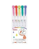 Zebra Mildliner Fırça Uçlu Fosforlu Kalem 5li WFT8 5CHC - 1