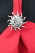 6 Adet Gümüş Güneş Metal Peçete Halkası - Napkin Ring - 2