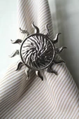 6 Adet Gümüş Güneş Metal Peçete Halkası - Napkin Ring - 1