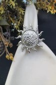 6 Adet Gümüş Güneş Metal Peçete Halkası - Napkin Ring - 4