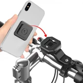 Polham Motosiklet, Bisiklet, Scooter İçin Gidon Uyumlu Telefon Tutucu,Güvenlik Kilitli,360 Drc Dönen - 1